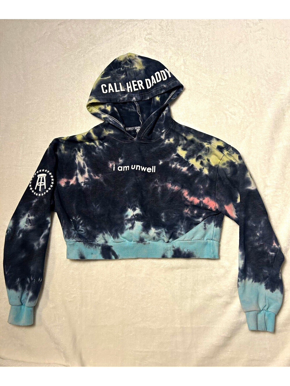 Barstool Sports Women's Call Her Daddy crop Hoodie Black/Blue S